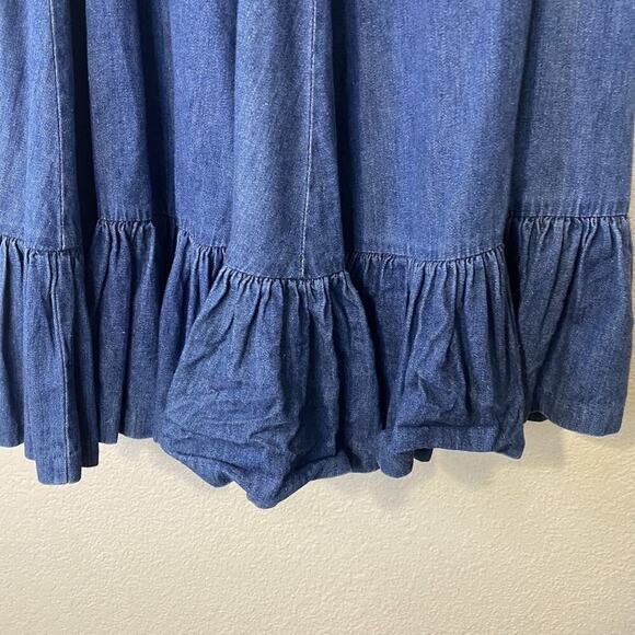 Vintage Liz Claiborne Boho Denim Ruffled Bottom Skirt Size 2 Western Country - Picture 2 of 8